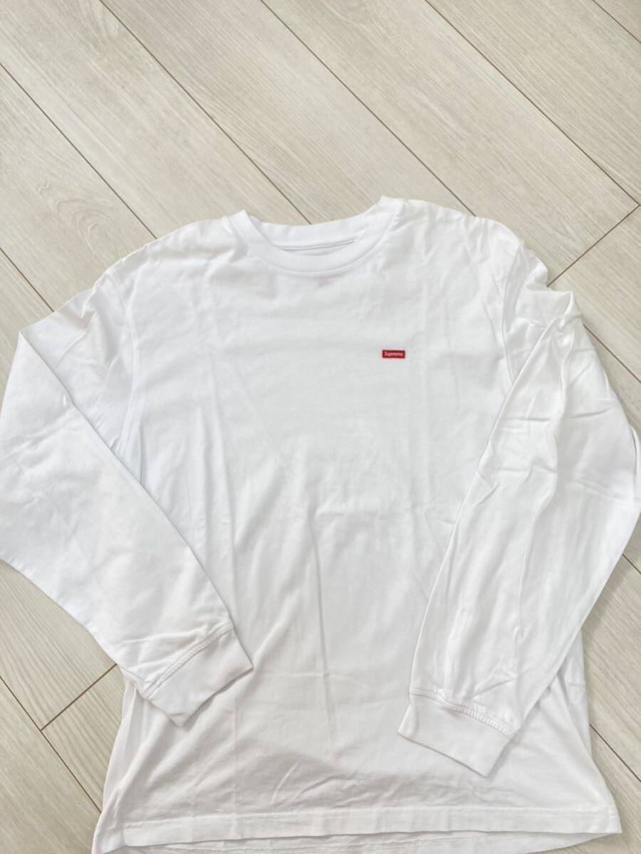 シュプリーム　スモールボックスロゴ　ロンT Mサイズ　Tシャツ 白 長袖 TEE supreme