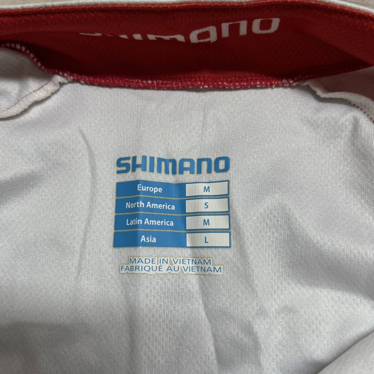 M3601 SHIMANO シマノ サイクルジャージ Lサイズ 白 赤 半袖 メンズ フルジップ ジップアップ サイクルウェア 自転車の画像3