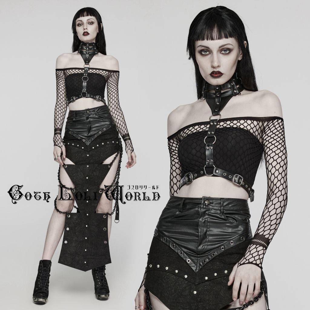 WS-628LHF-BK-L-2XL FAUX LEATER RONDAGE CHOKER HARNES GOTHIC LOLLEY WORLD GOTHIC GOTHIC PUNK LOLITA VISION