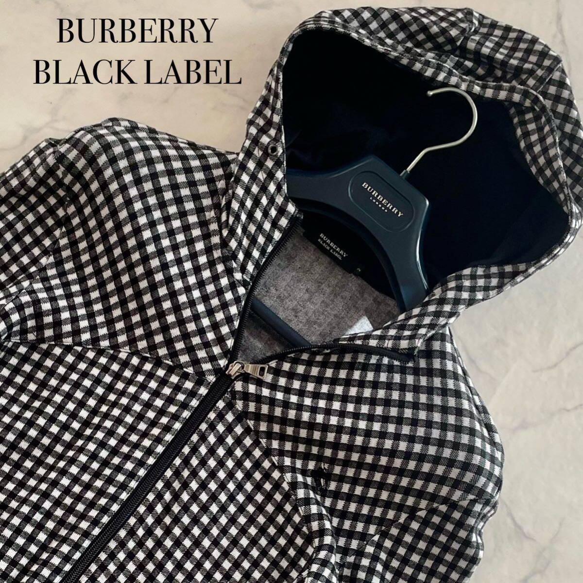 美品●バーバリーブラックレーベル ジップアップパーカー ジャケット ギンガムチェック柄 ホース刺繍 《size.2》BURBERRY BLCK LABEL_画像1