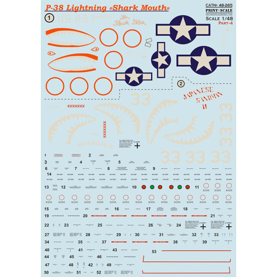 プリントスケール 48-265 1/48 P-38 ライトニング ?シャークマウス? パート4_画像2