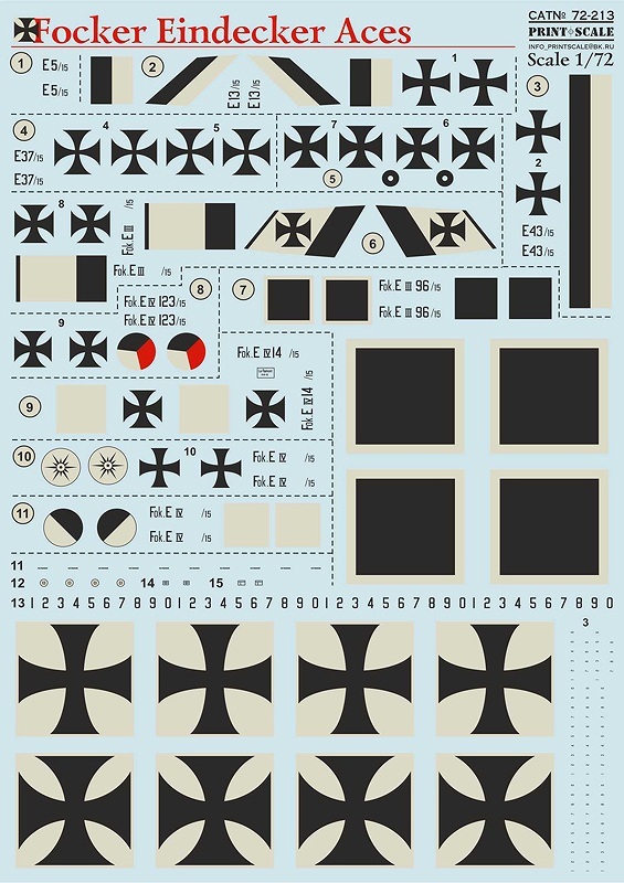 プリントスケール 72-213 1/72 フォッカー アインデッカー エース_画像4