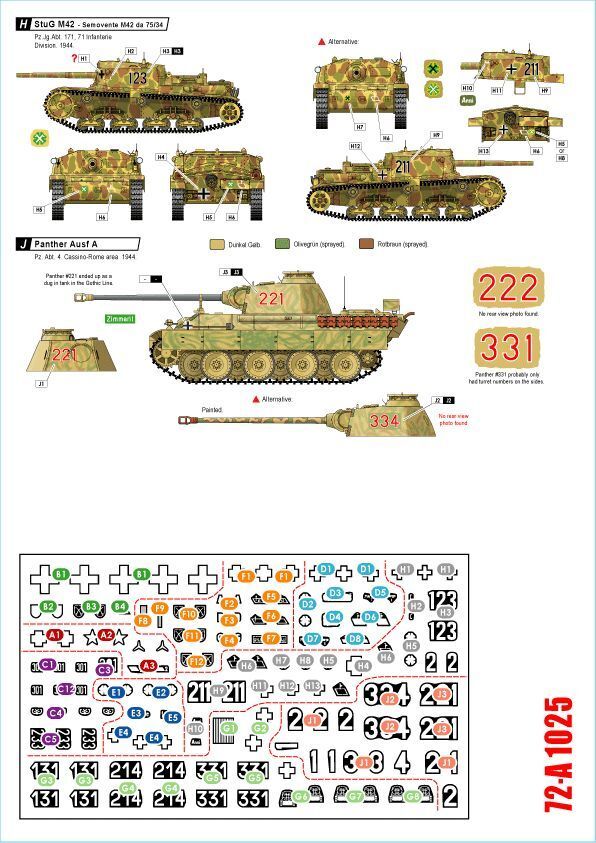 スターデカール 72-A1025 1/72 イタリア戦線のドイツ戦車＃5 カッシーノの戦い1944年_画像2