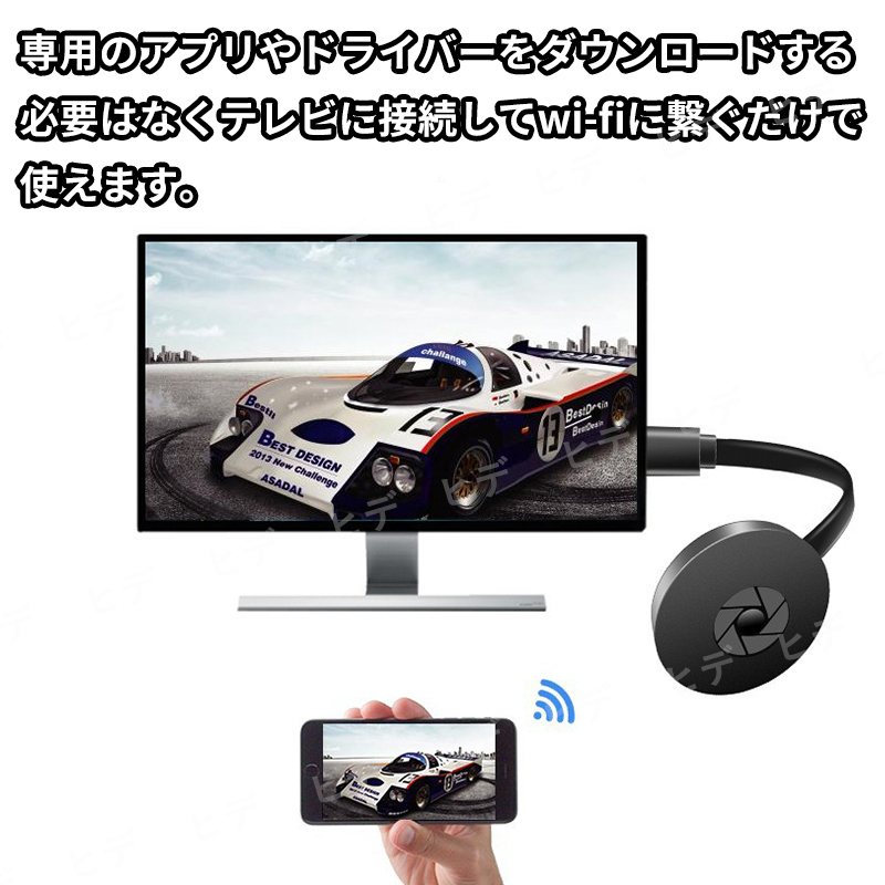HDMI ミラキャスト HD 1080P クロームキャスト ワイヤレスディスプレイ 映像機器 スマホ 無線 Wi-Fi 動画 ミラーリング ドングルレシーバー_画像6