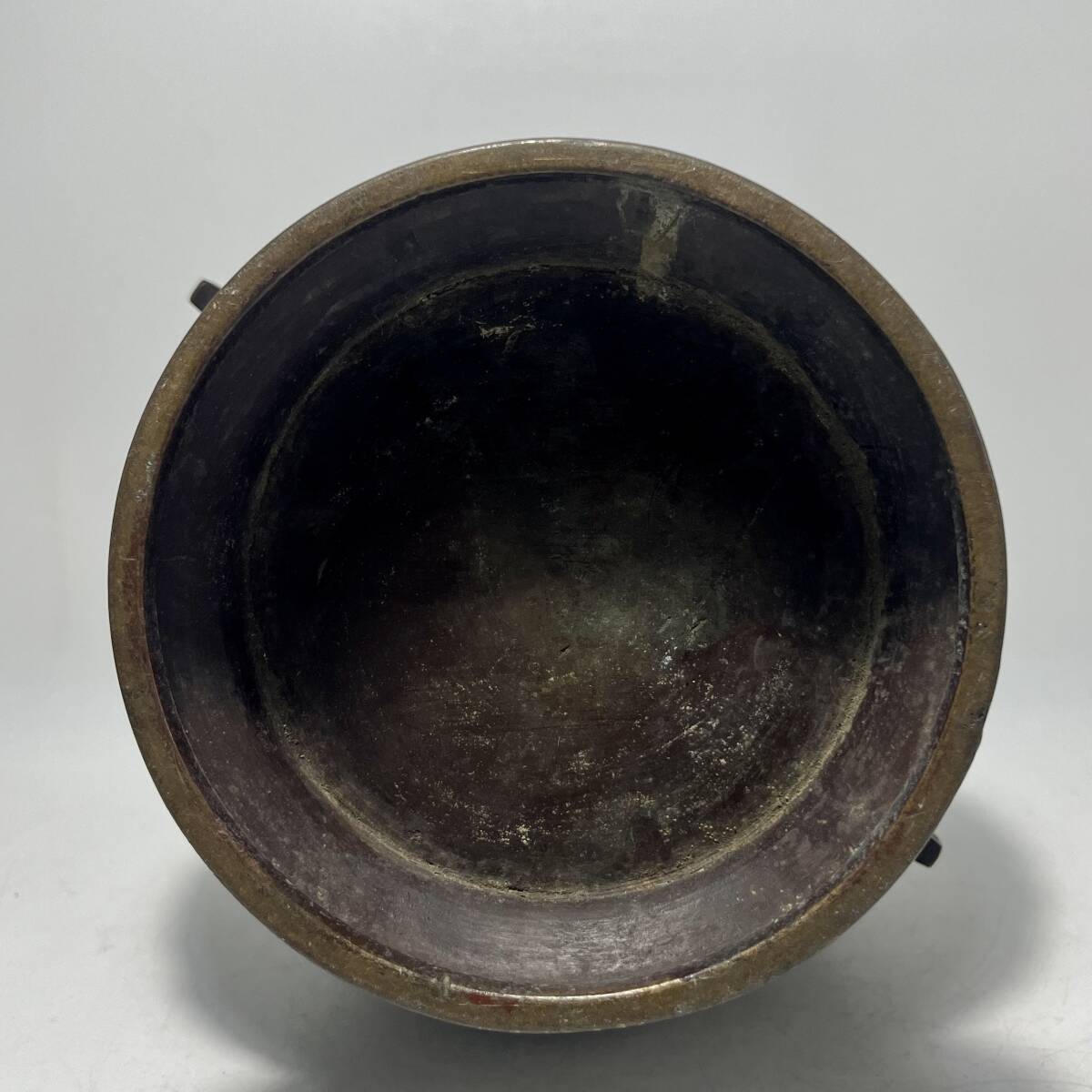中国美術　明代　古銅製　饕餮紋獣耳銅花瓶　花器　銅器　H３０cm_画像9