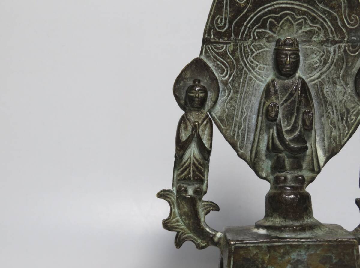 仏教美術　旧家初出　北魏　銅製　三尊仏像　古銅仏　H１５cm　_画像5