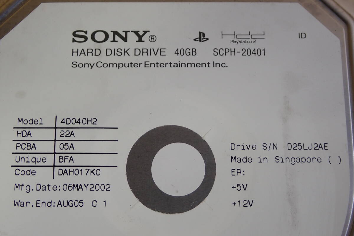  SCPH-20401 SONY PS2 HDDネットワーク HDD 40GB プレイステーション2用 動作確認済み#BB01823の画像2