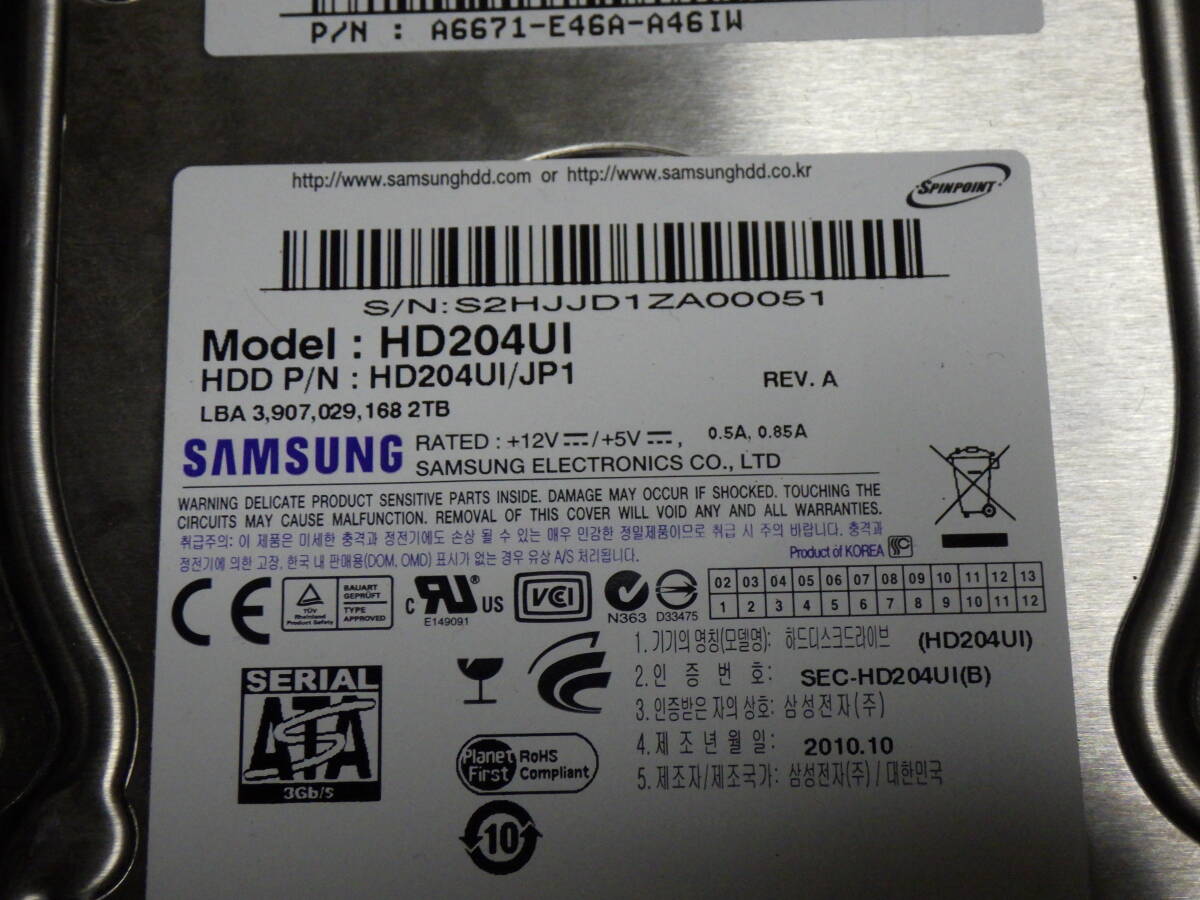 3.5インチ内蔵HDD Toshiba DT01ACA300 3TB Samsung HD204UI 2TB まとめて２個 動作未確認 #BB066_画像3