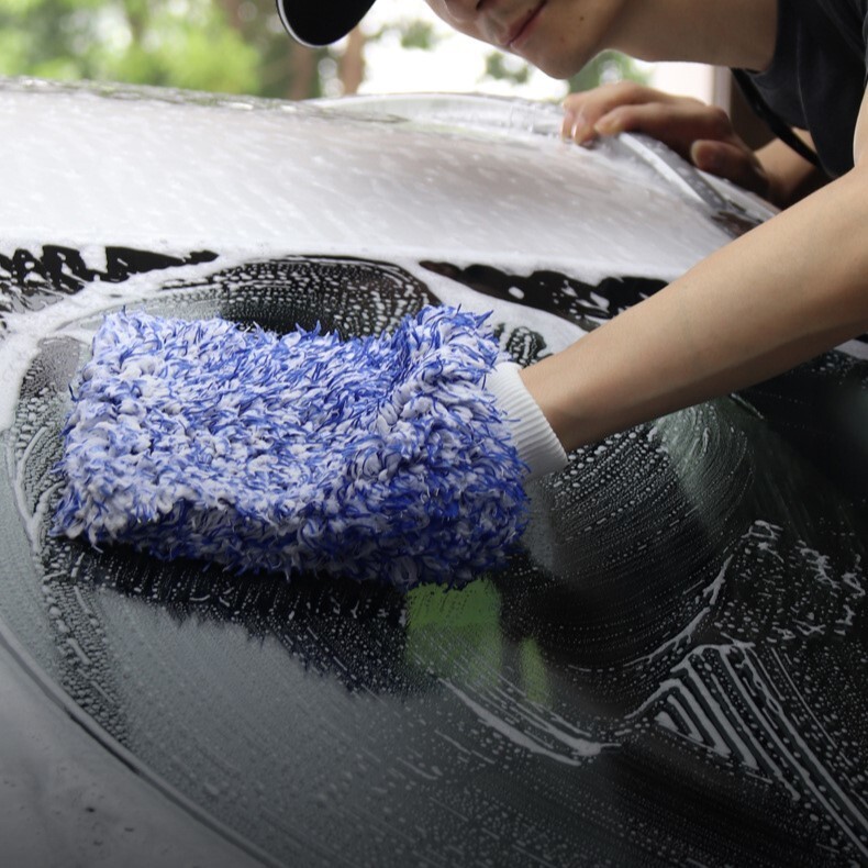 洗車ミット 2個セット マイクロファイバーミット ホイールミット お手入れ ウォッシュ スポンジ グローブ 洗車用品 メンテナンス用品の画像4