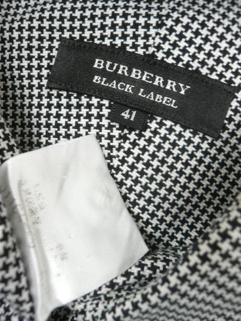 ホース刺繍 コットン◆BURBERRY BLACK LABEL シャツ メンズ 41 白黒 華やか カフス ノバチェック 上品 高級 三陽商会 バーバリー〇3-35yの画像9