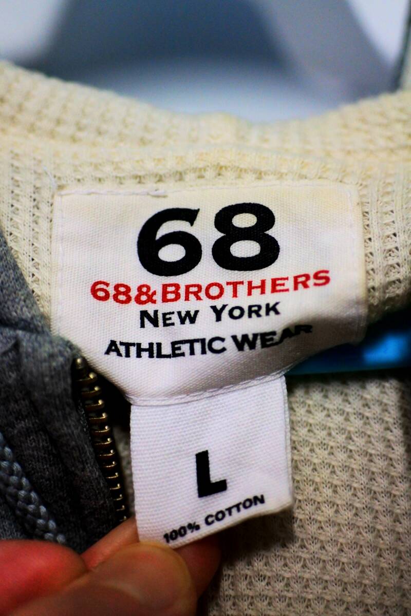 68&BROTHERS フーディー ジップアップパーカー Lサイズ フェルトワッペン