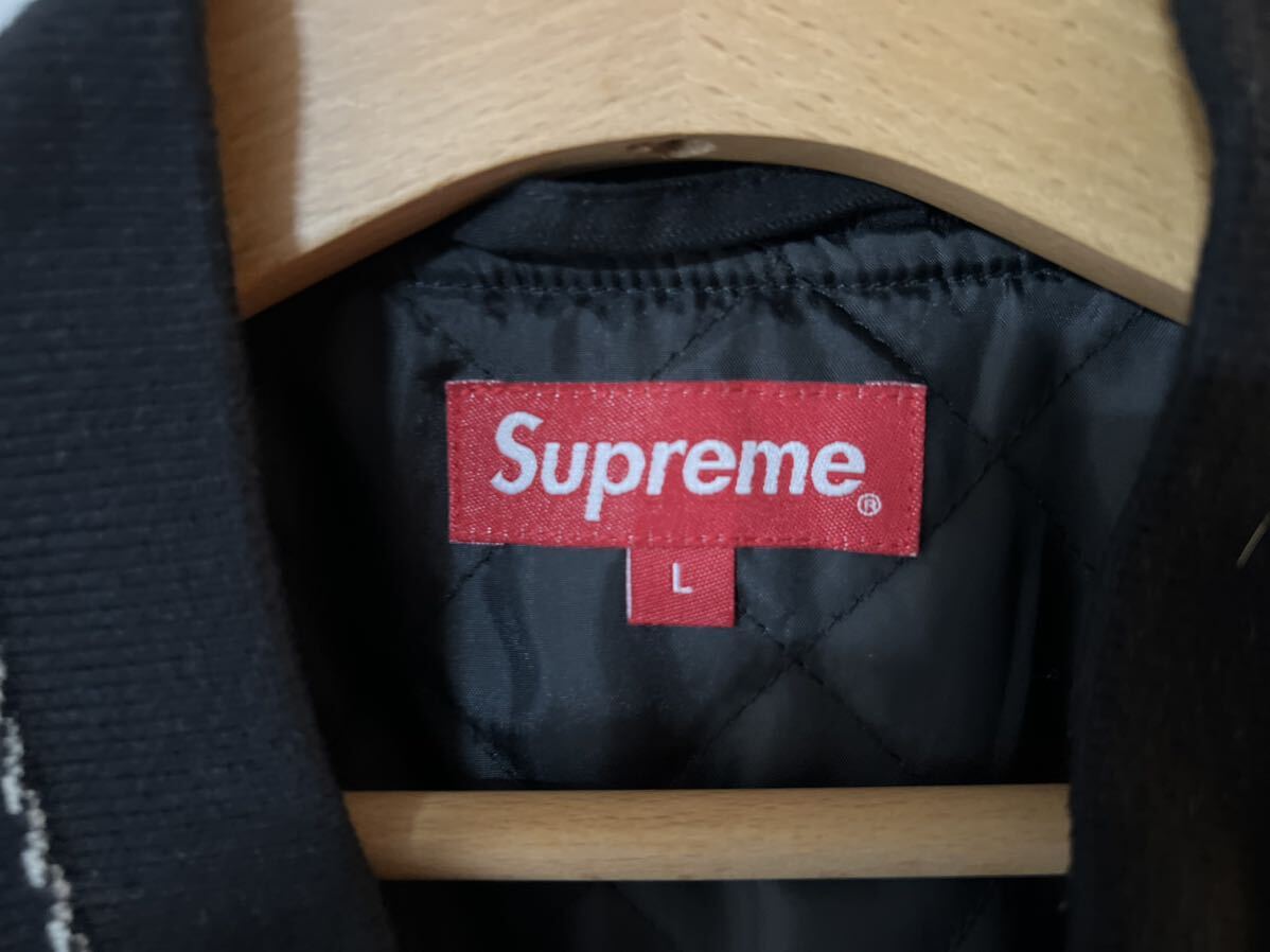 Supreme シュプリーム 18AW Diamond Rayon Bomber Jacket ダイヤモンド レーヨン ジップアップ ボンバー ジャケット サイズL【中古】_画像4