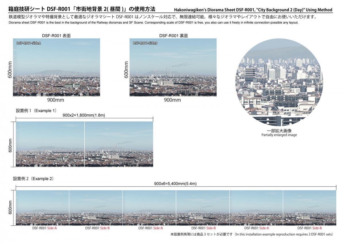 [箱庭技研]ジオラマシート　市街地背景2（昼）　2枚入_画像2