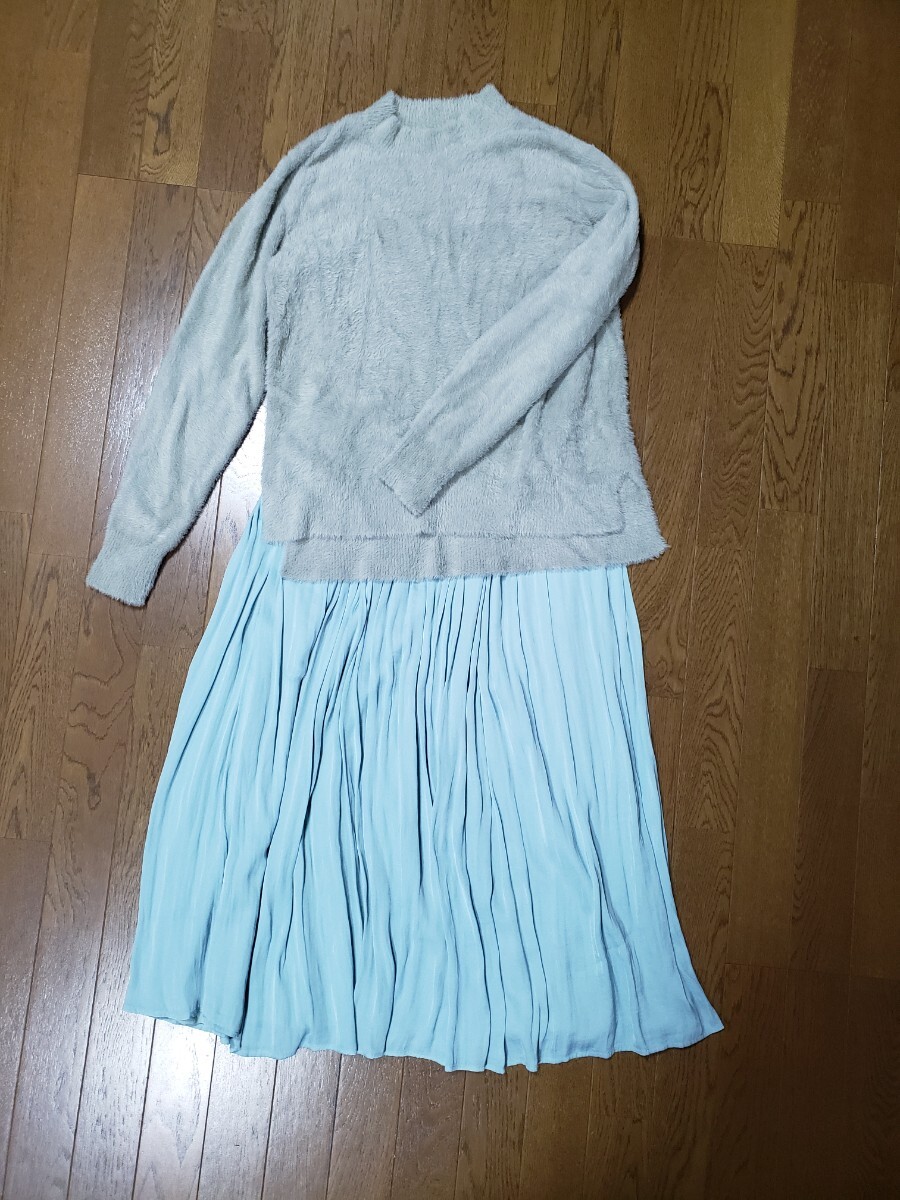 MK MICHEL KLEIN blue pleated skirt 38 size 