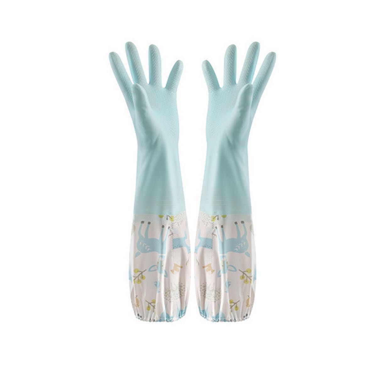ゴム手袋 Ｓサイズ 3色セット 裏地なし キッチングローブ 袖付き 掃除 手袋 ロンググローブ イベント