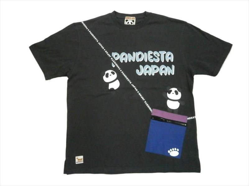 パンディエスタ PANDIESTA 半袖Tシャツ 554355 パンダ サコッシュ付きトリックTシャツ チャコール XXLサイズ 新品_画像1