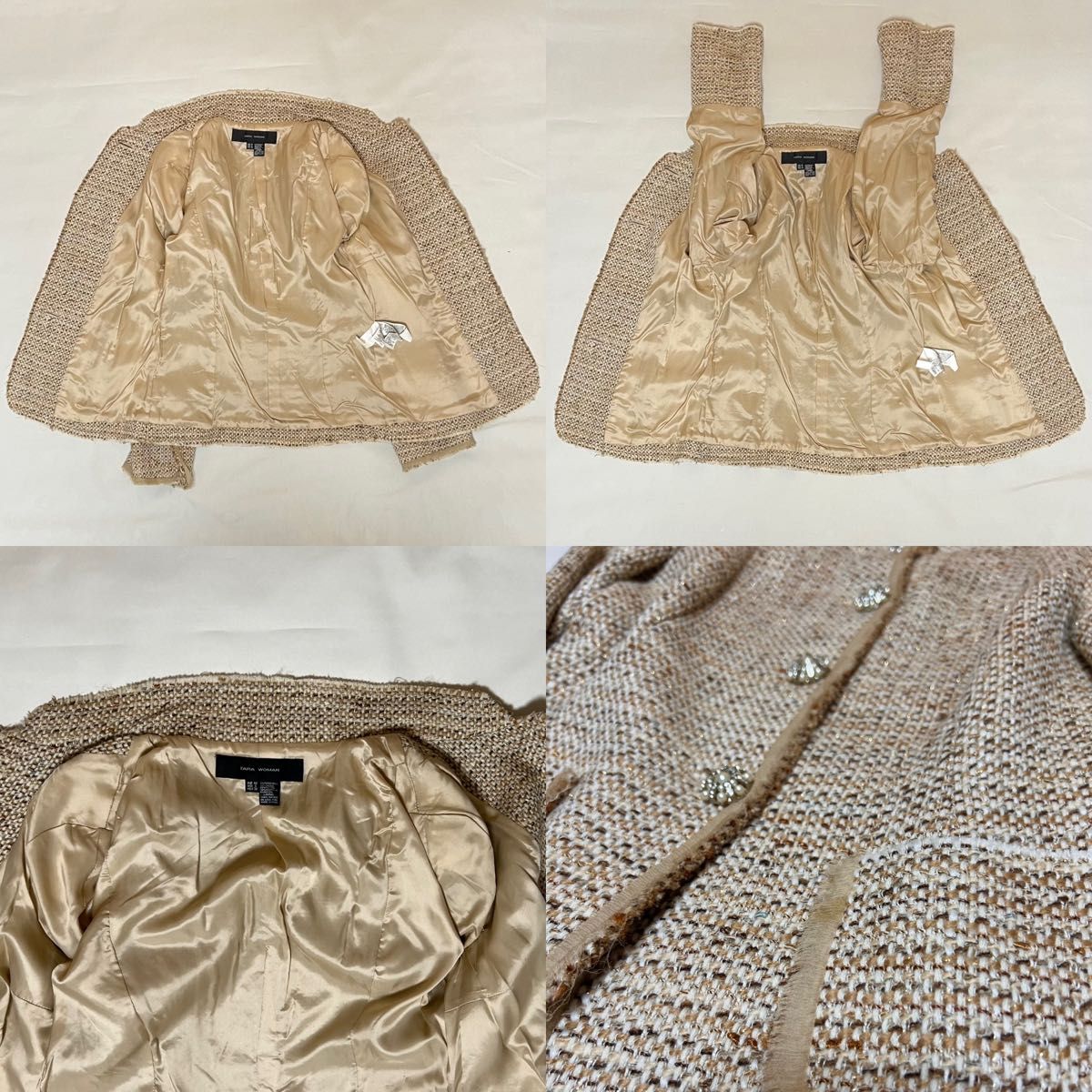 ZARA WOMAN ツイードジャケット ノーカラージャケット ZARA WOMAN ツイードジャケット ノーカラージャケット