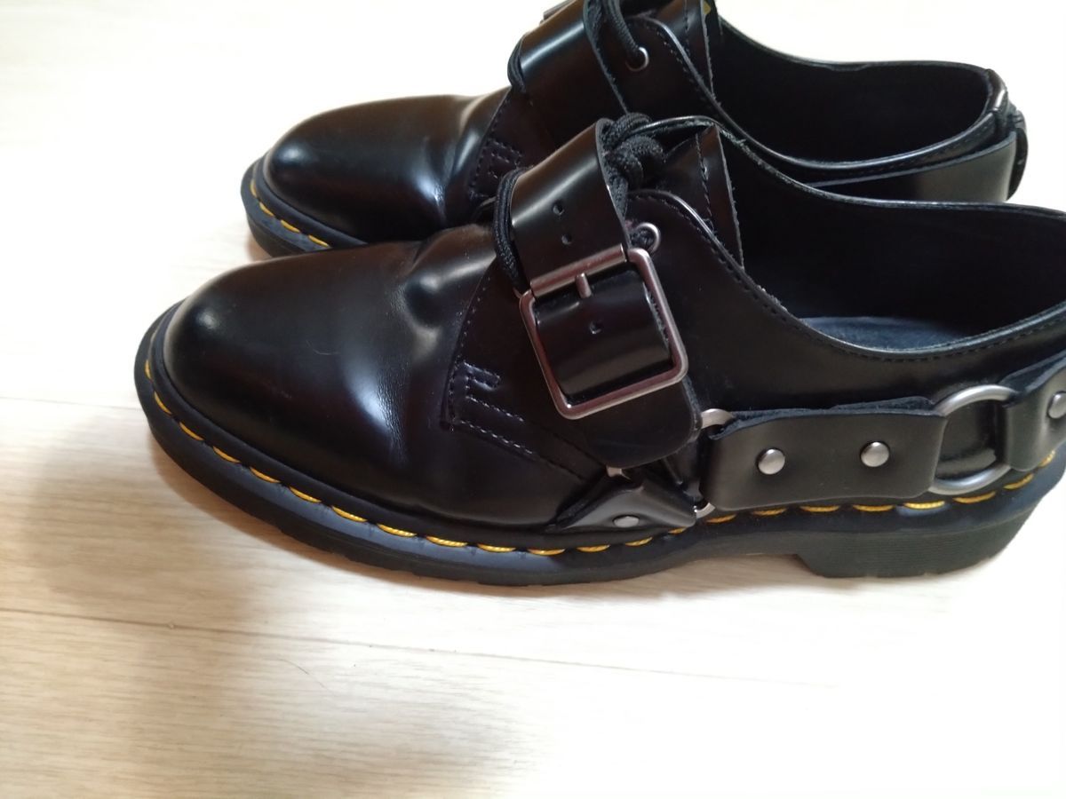 【サイズ:UK7】黒 ブラック ドクターマーチン Dr.Martens ローファー パンク ハーネス付き