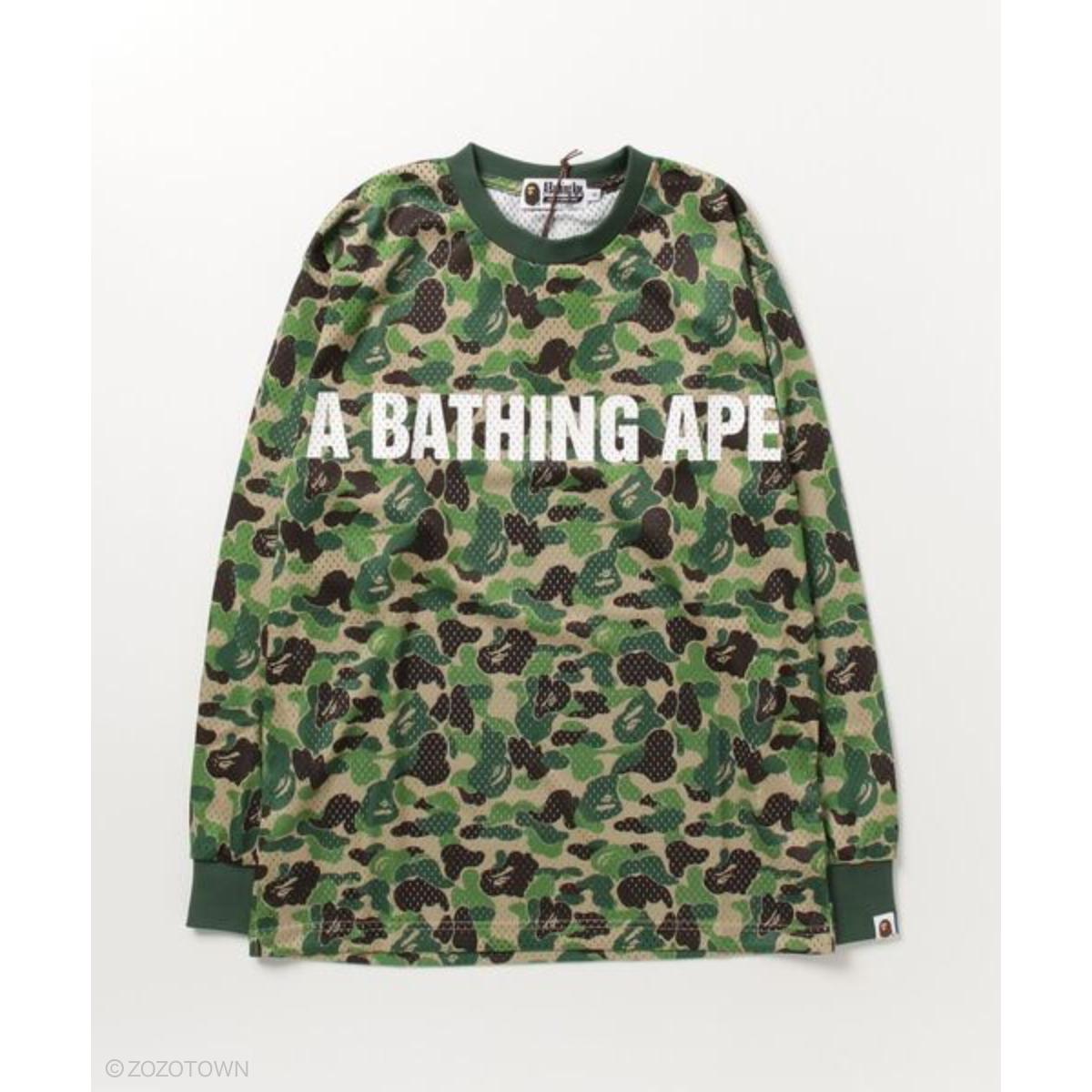 【A BATHING APE】 ABC CAMO MESH RELAXED FIT L/S TEE M