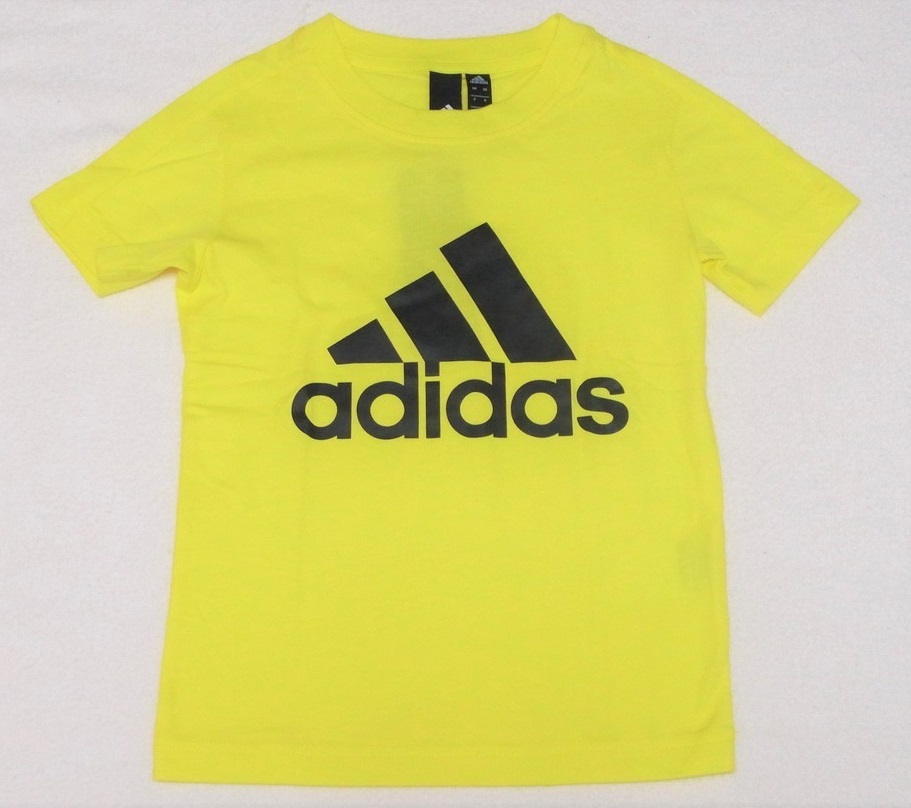 adidas Tシャツ ジュニア キッズ 黄色 イエロー 110 アディダス スポーツウェア サッカー テニス ビッグロゴ DJ1777