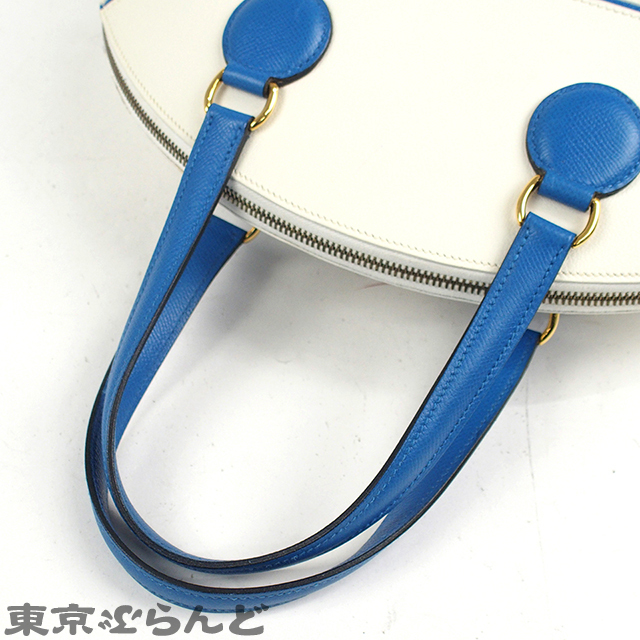 101719484 エルメス HERMES イルドシキ ○Y刻印 ホワイト ブルーフランス ゴールド金具 グレネ 2way ショルダー ハンドバッグ レディース_画像7