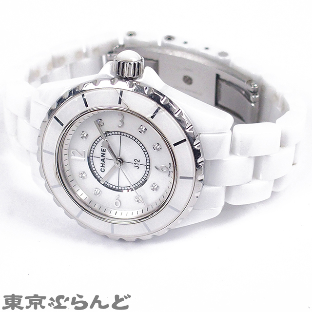 241001013421 1円 シャネル CHANEL J12 H2422 ホワイト セラミック ダイヤモンド MOP 腕時計 レディース クォーツ_画像2