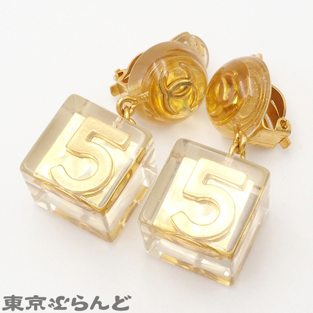 101688698 シャネル CHANEL ココマーク キューブ NO5モチーフ イヤリング ゴールド メタル レディース 97P ヴィンテージ_画像2