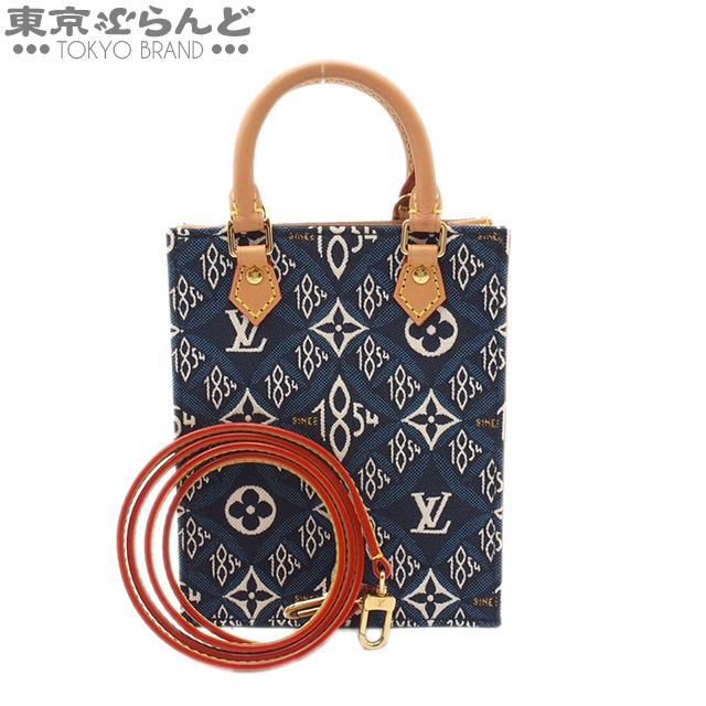 101694958 ルイヴィトン LOUIS VUITTON プティット サックプラ SINCE1854 2way M80288 ブルー ジャカード ショルダーバッグ レディース_画像1