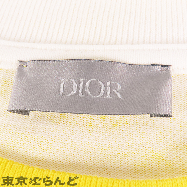 101706453 クリスチャンディオール Christian Dior ロゴプリント オーバーサイズ Tシャツ 033J625E0554 イエロー コットン XS 半袖 メンズ_画像5