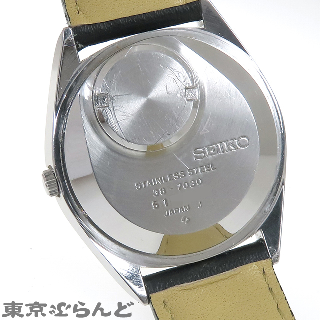 101720110 1円 セイコー SEIKO QT 38クォーツ 38-7030 シルバー SS レザー スノーフレーク ダイヤモンドダスト 腕時計 メンズ クォーツ式の画像4