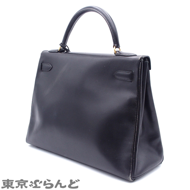 101726115 エルメス HERMES ケリー 32 内縫 ○U刻印 ブラック ゴールド金具 ボックスカーフ ヴィンテージ 補色 ハンドバッグ レディース_画像2