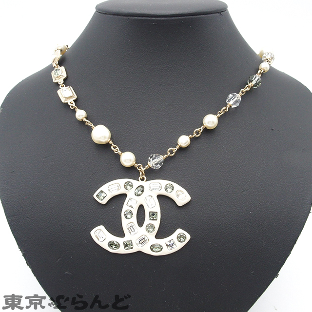 504016148 シャネル CHANEL ココマーク ビジュー ネックレス B19C ホワイトxゴールド メタル コスチュームパール ビジュ レディース_画像9