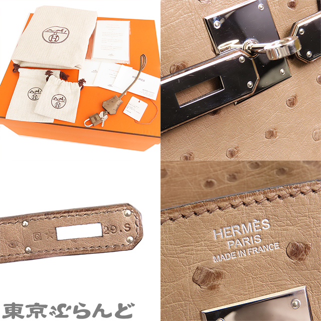 101717522 エルメス HERMES バーキン 30 □Q刻印 ムース シルバー金具 オーストリッチ ハンドバッグ レディース_画像9