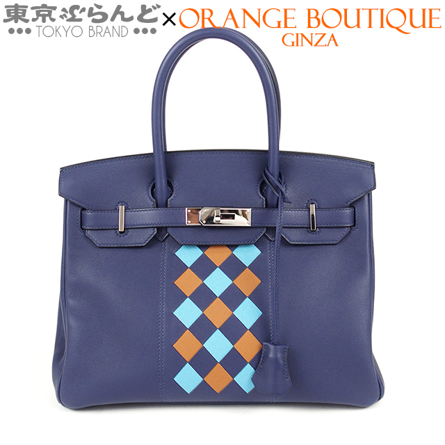 101678953 エルメス HERMES バーキン 30 トレサージュ D刻印 ブルーアンクル シルバー金具 スイフト エプソン ハンドバッグ レディース_画像1