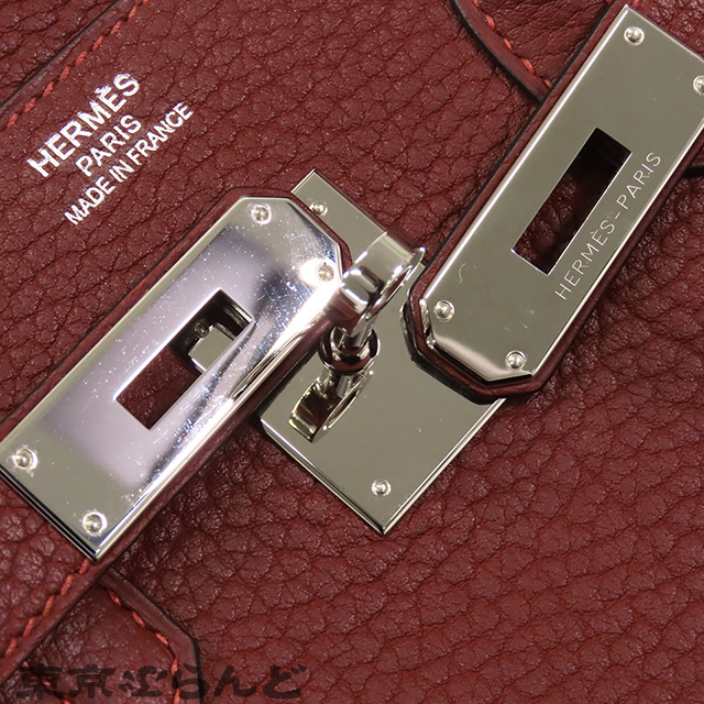 101708227 エルメス HERMES バーキン 35 □R刻印 ルージュアッシュ シルバー金具 フィヨルド ハンドバッグ レディース_画像7