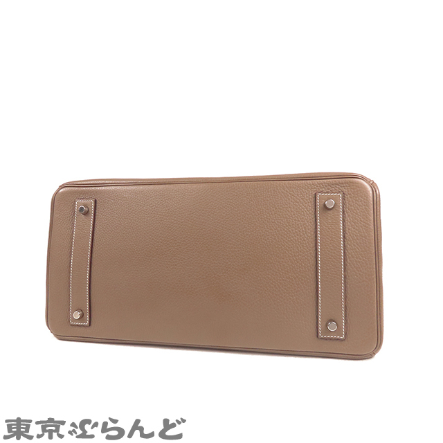 101712136 エルメス HERMES ショルダーバーキン 42 □I刻印 エトゥープ シルバー金具 トリヨン ショルダーバッグ レディース_画像3