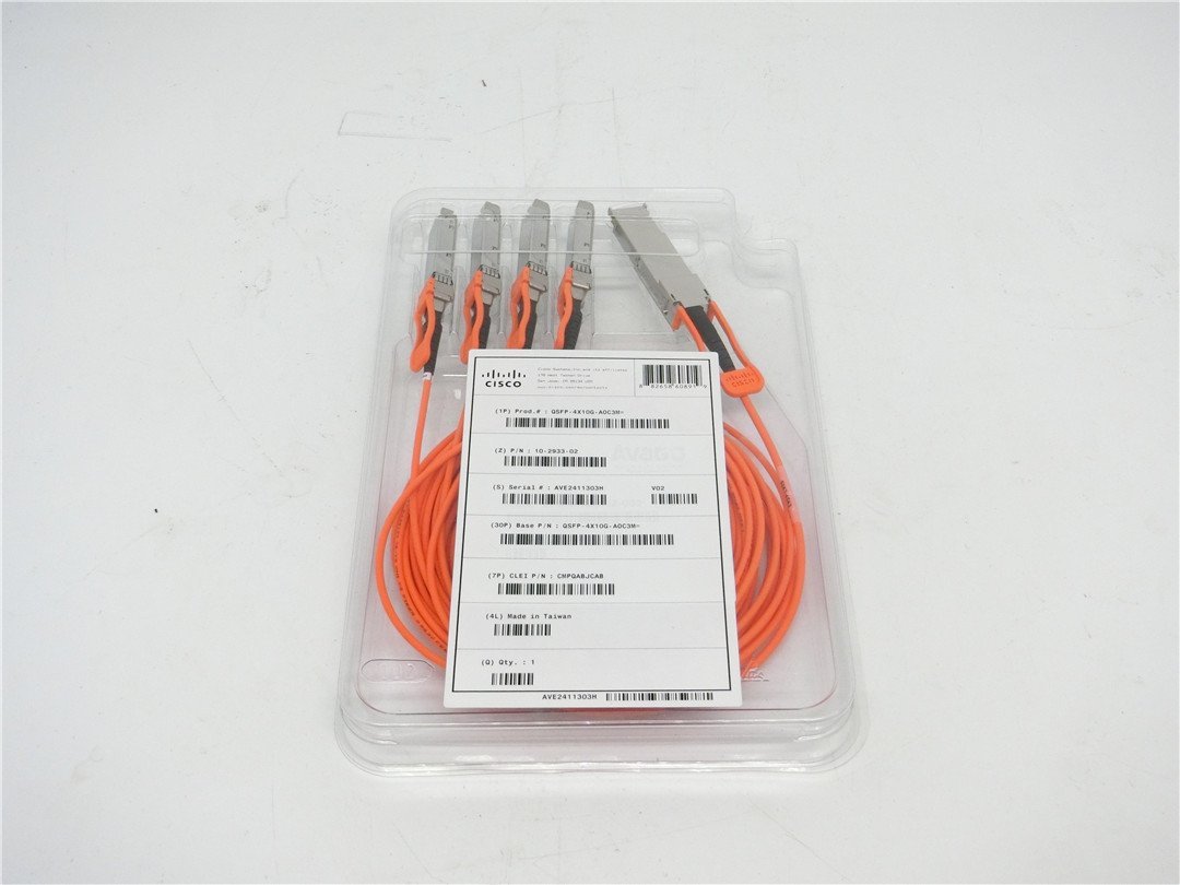 新品未使用品 Cisco QSFP-4X10G-AOC3M 10-2933-02 40G QSFP + - 4x10G SFP+ 3M 光ケーブル送料無料の画像1