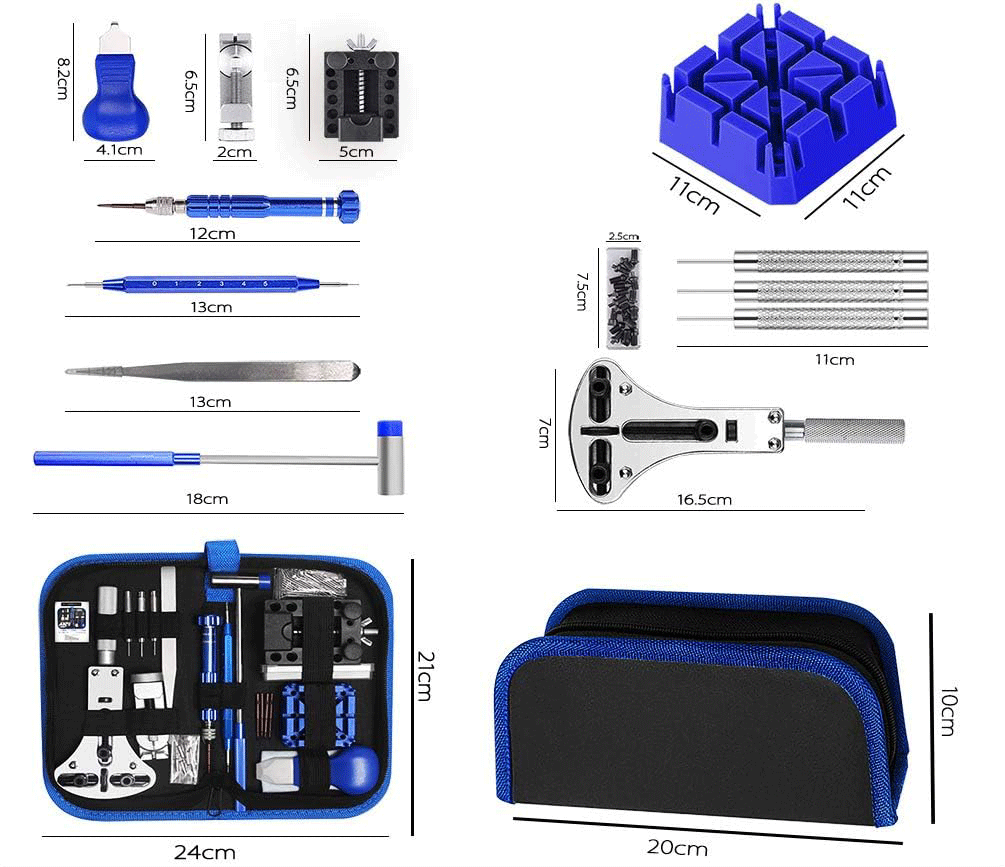 腕時計修理工具セット 185点 電池交換 ベルト調整 精密ドライバー 裏蓋開け 交換ピン バネ棒外しの画像8