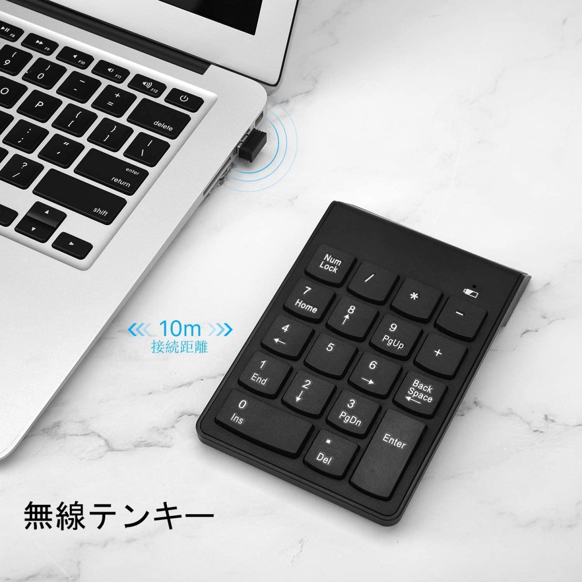 送料200円 テンキー ワイヤレス (レシーバー付き) テンキーボード 18キー USB 2.4GHz 薄型_画像3