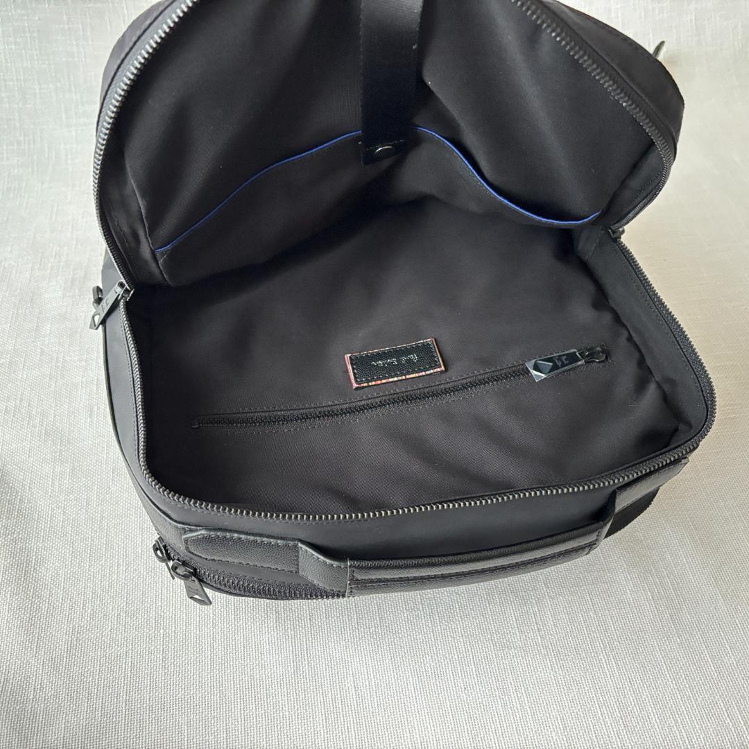 ＜超美品!!＞■Paul Smith ポールスミス リュック バックパック ナイロン/レザー お洒落 上品 普段使い A4/PC収納 ブラック 黒の画像7