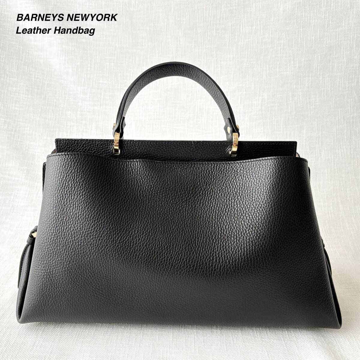 ■1円〜 ＜極美品!!＞■BARNEYS NEWYORK バーニーズニューヨーク レザー ハンドバッグ お洒落 エレガント 普段使い 上品コーデ ブラック 黒