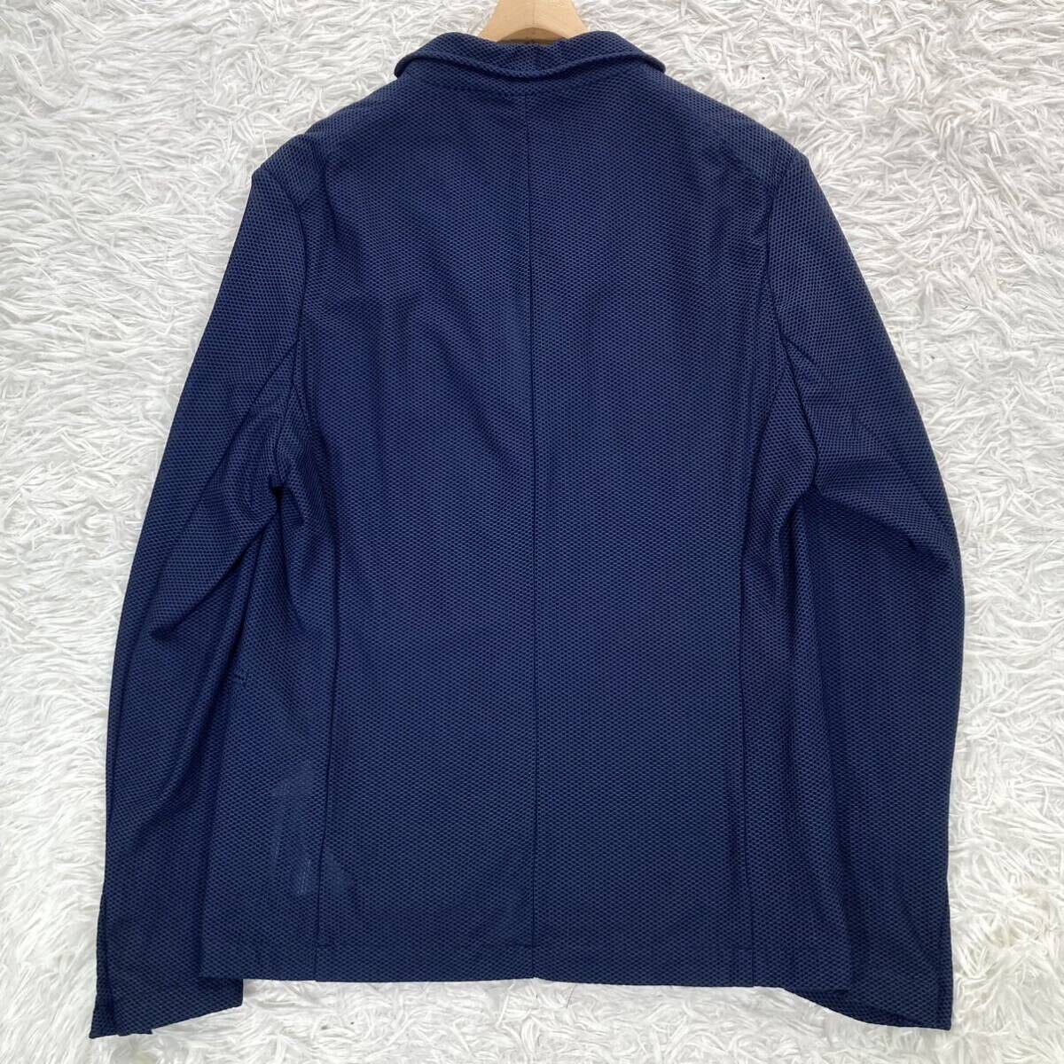 【新品 52 XXL】 ZARA MAN テーラードジャケット アンコン メッシュ ストレッチ ラペルピン 鹿 ザラ メンズ ビジネス ネイビー 春夏 軽量_画像3