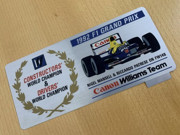 1992 F1 グランプリ WORLD CHAMPION 優勝記念ステッカーの画像3