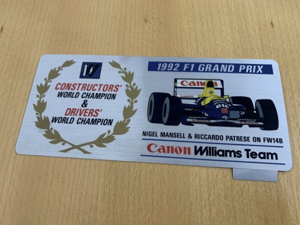 1992 F1 グランプリ WORLD CHAMPION 優勝記念ステッカーの画像1