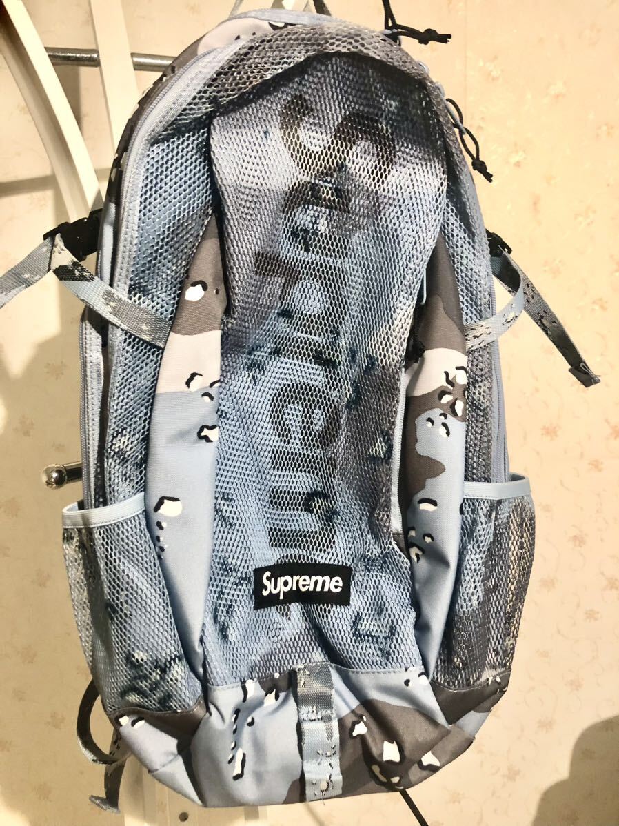 未使用保管品 SUPREME シュプリーム 20SS Back Pack Blue Chocolate Chip Camo リュック 正規品レア_画像1