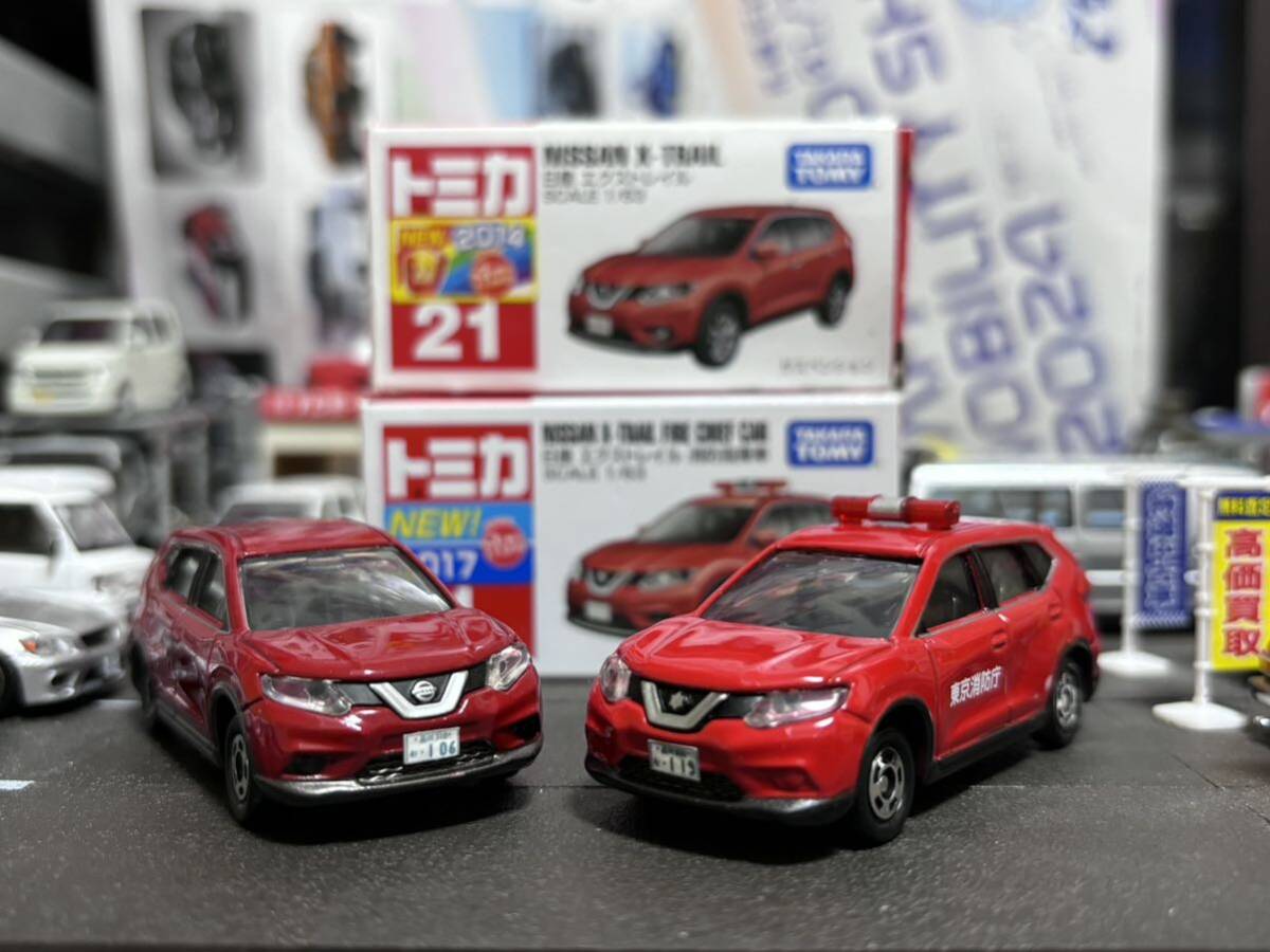 トミカ 日産 エクストレイル 消防車 セット ルース品 新車シールの画像1