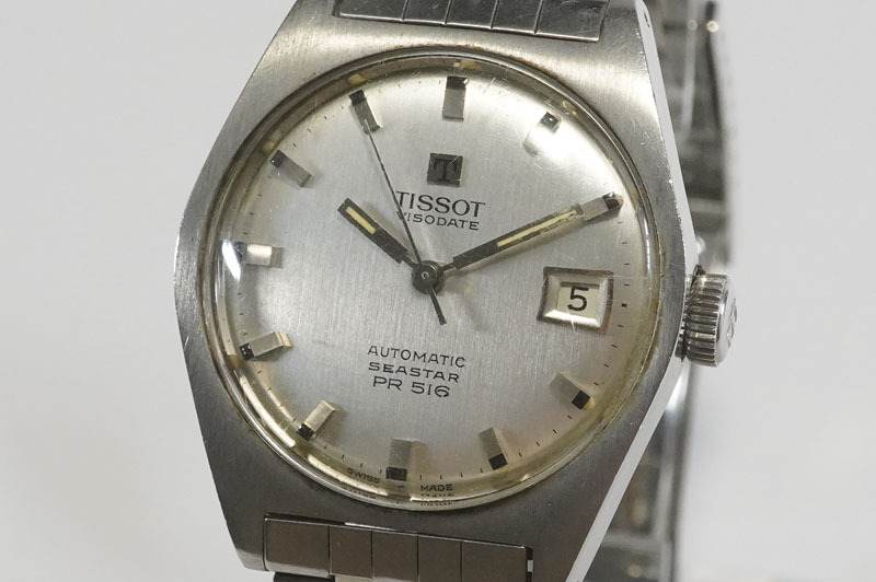1円~【326】実働 TISSOT／ティソ VISODATE SEASTAR／シースター  PR516 自動巻き メンズ デイト 正規品ベルト 腕時計の画像1