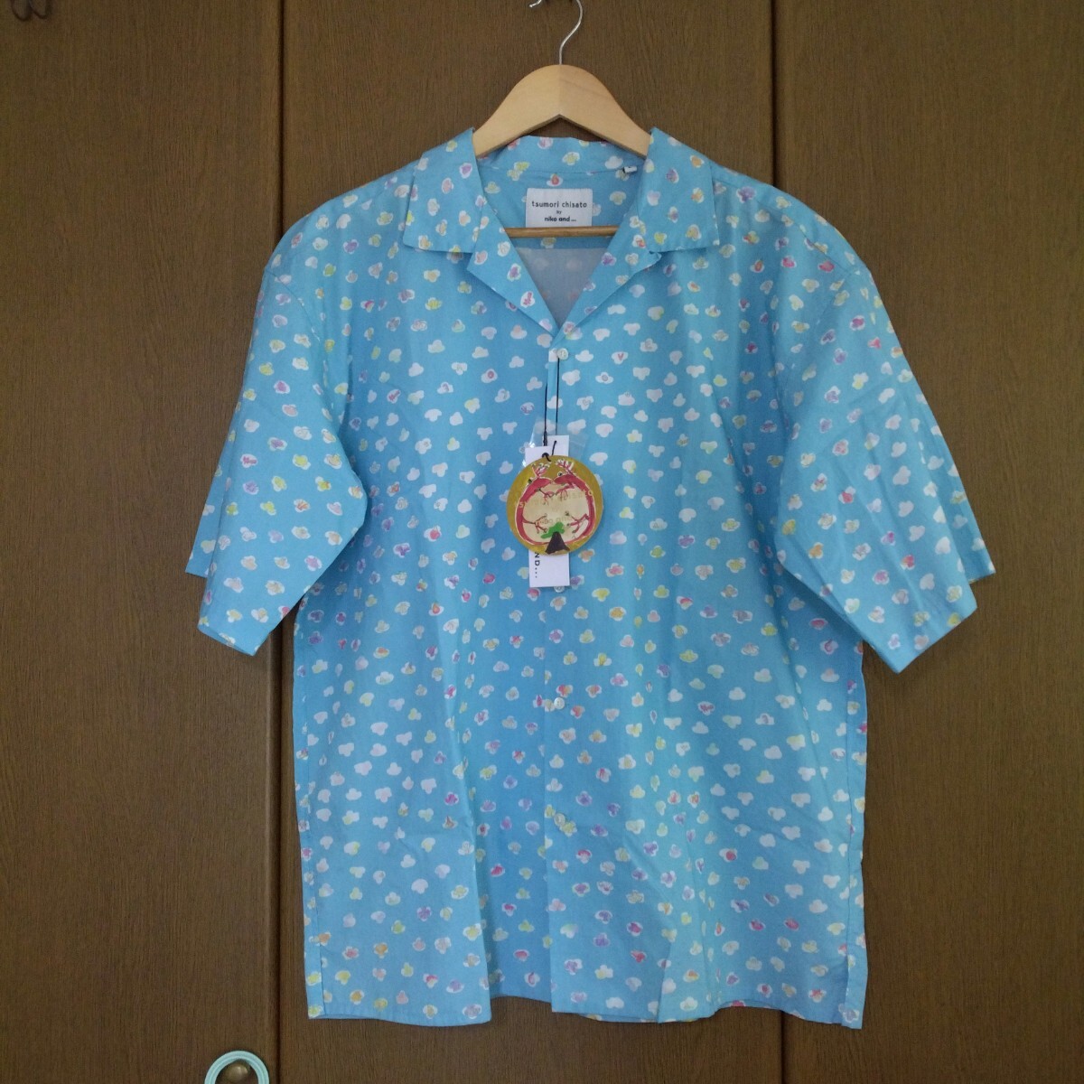 tag attaching beautiful goods [niko and/TSUMORI CHISATO] collaboration short sleeves shirt aloha shirt total pattern light blue 