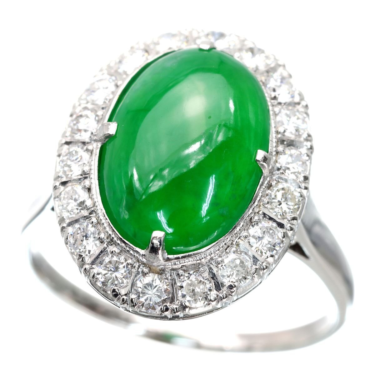 Глубокое и темно -зеленое и причудливое создание -это привлекательное PM Jade Diamond Ring Vintage 5,1 г смолы, включенная в сортировку с сортировкой ☆ 07A65