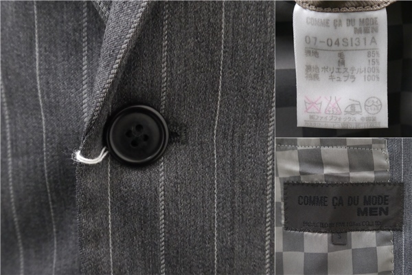 4NC058]COMME CA DU MODE MEN 2. кнопка однобортный костюм A5 M темно-серый . серый полоса no- tuck весна осень-зима 07-04S131A